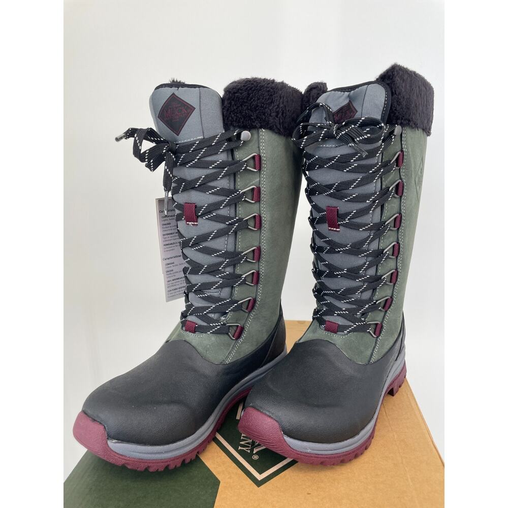 Muck Womens Boots Arctic Apres Lace Tall Size 5 Walt-100 Gray Waterproof NWB